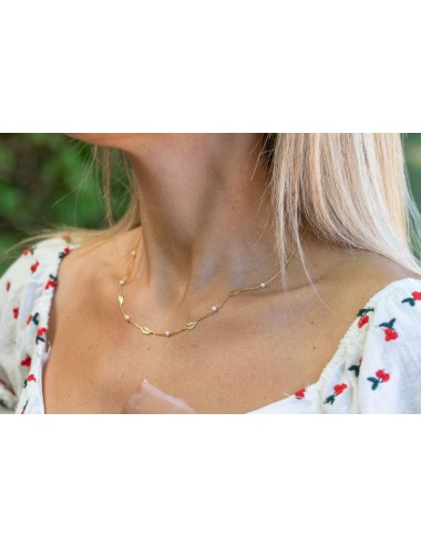 Collier plumes d'or et perles d'eau douce - Or Jaune ou Or Blanc 375 millièmes (9 Carats)