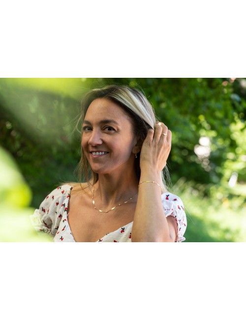 Bracelet petites plumes d'or et perles d'eau douce - Or Jaune ou Or Blanc 375 millièmes (9 Carats)