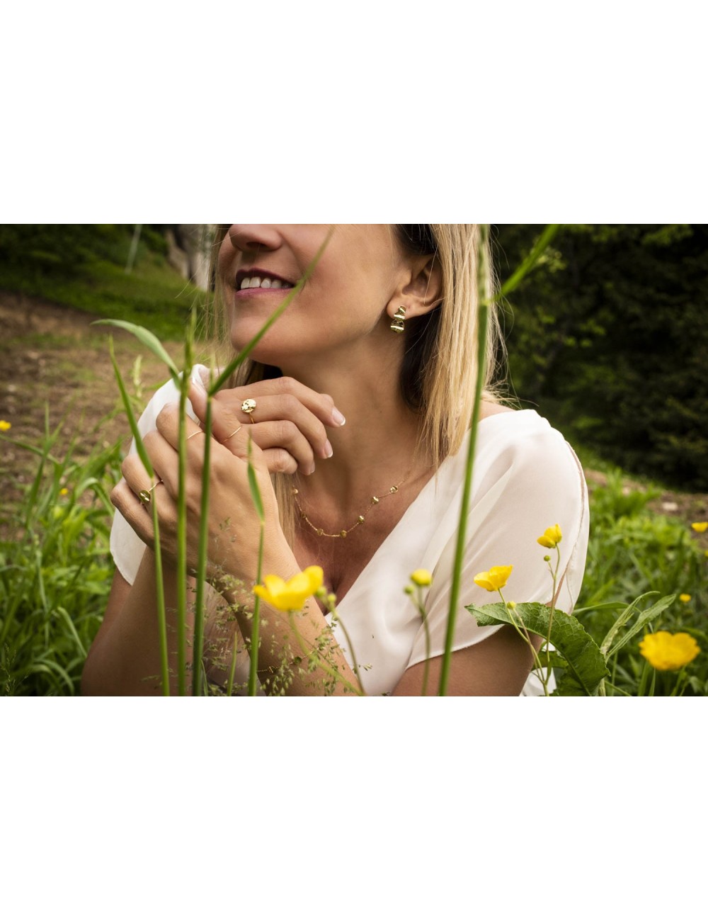 Collier petits ronds froissés - Or Jaune ou Or Blanc 375 millièmes (9 Carats)