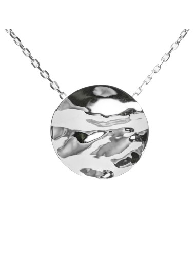 Collier L'unique petit rond froissé - Or Jaune ou Or Blanc 375 millièmes (9 Carats)