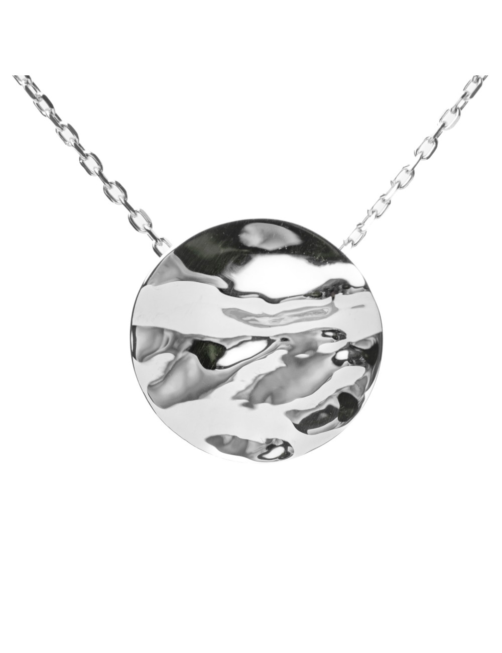 Collier L'unique petit rond froissé - Or Jaune ou Or Blanc 375 millièmes (9 Carats)