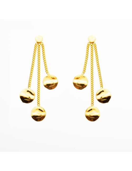 Boucles d'oreilles trio de ronds froissés dégradés - Or Jaune 750 millièmes (18 Carats)