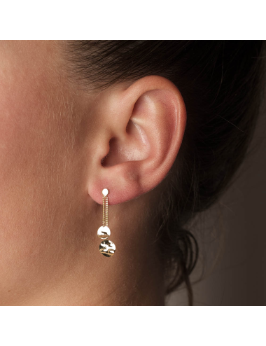 Boucles d'oreilles double ronds dégradés pendants - Or Jaune 750 millièmes (18 Carats)