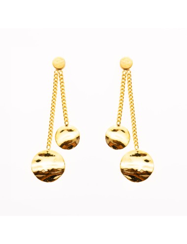 Boucles d'oreilles double ronds dégradés pendants - Or Jaune 750 millièmes (18 Carats)