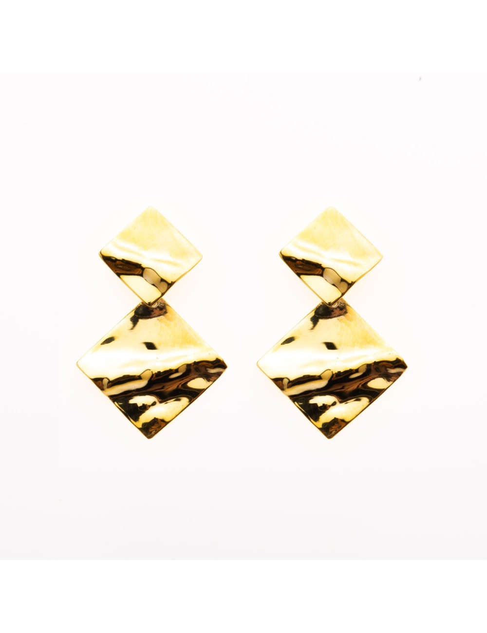 Duo de losanges froissés - Or Jaune 750 millièmes (18 Carats)