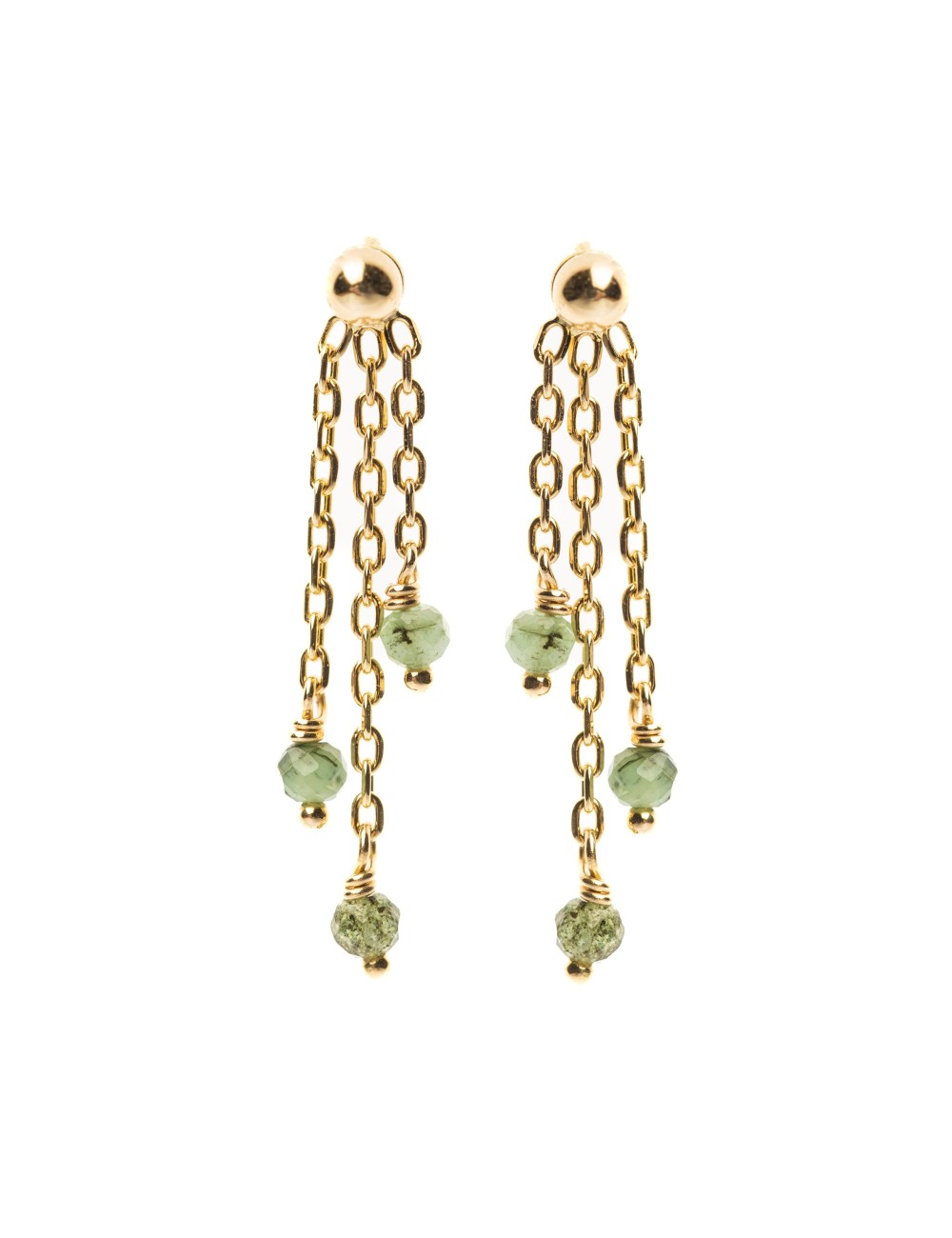 Boucles d'oreilles triple émeraudes - Or Jaune 750 millièmes (18 carats)