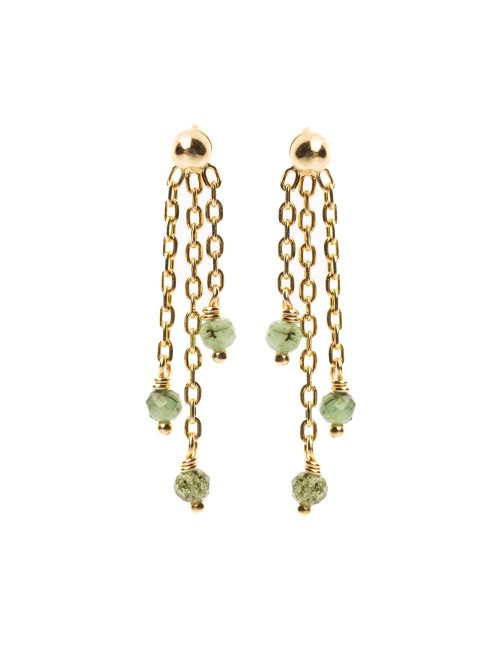 Boucles d'oreilles triple émeraudes - Or Jaune 750 millièmes (18 carats)