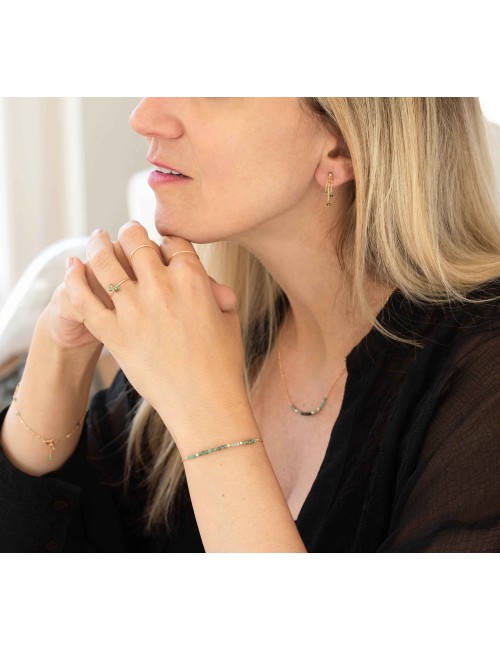 Boucles d'oreilles triple émeraudes - Or Jaune 750 millièmes (18 carats)