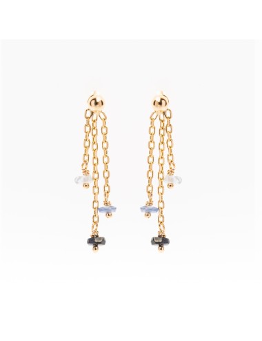Boucles d'oreilles triple saphir - Or Jaune 750 millièmes (18 carats)