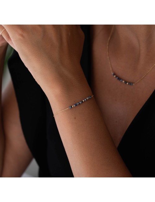 Bracelet en Or jaune 18 carats orné de 16 saphirs et de 3 boules en Or