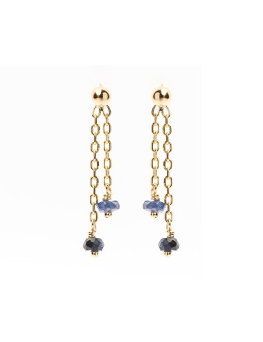 Boucles d'oreilles double saphir - Or Jaune 750 millièmes (18 carats)