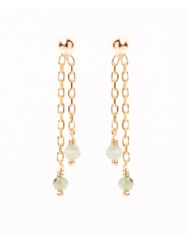 Boucles d'oreilles double émeraude - Or Jaune 750 millièmes (18 carats)