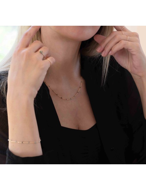 Collier en Or Jaune 18 carats orné d'émeraudes