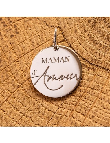 Pendentif Maman d'Amour, écriture clavier et manuscrite, en Or 18 carats