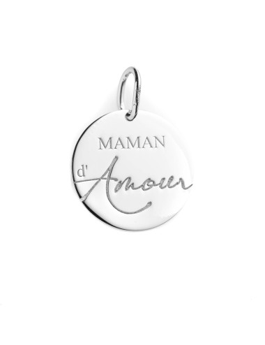 Pendentif Maman d'Amour, écriture clavier et manuscrite, en Or 18 carats