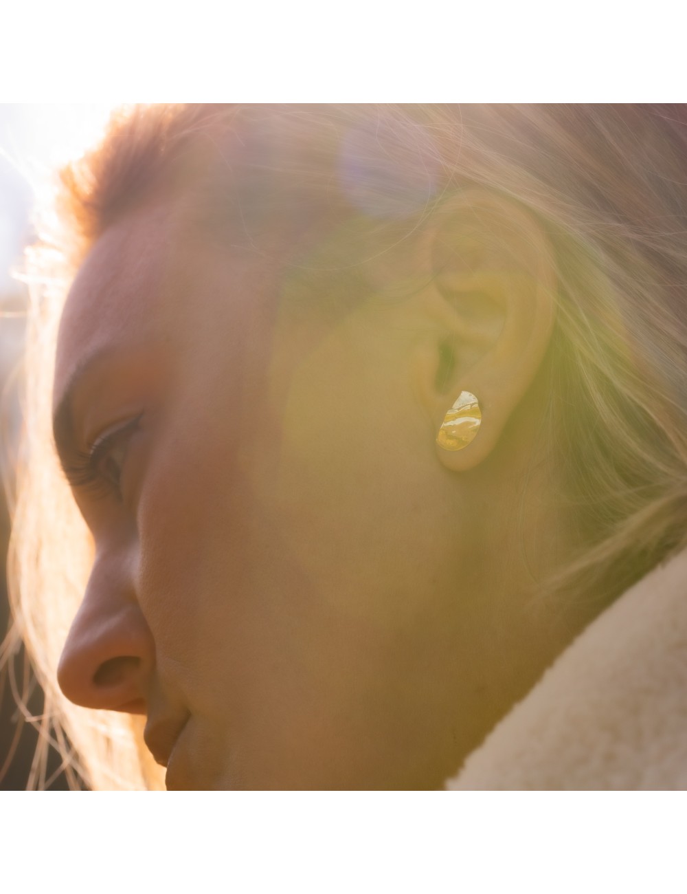 Grand éclats demi-ronds froissés - Or Jaune 750 millièmes (18 Carats)