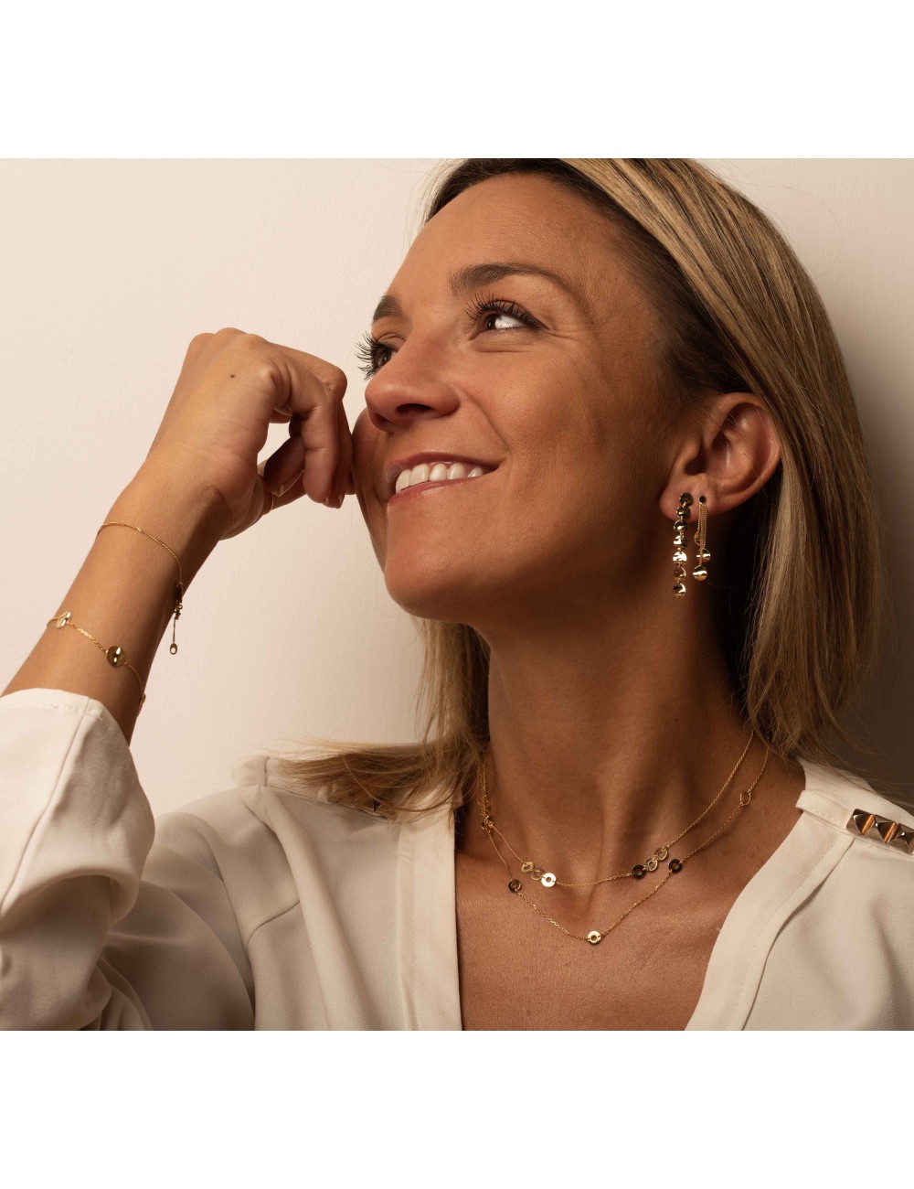 Boucles d'oreilles trio de ronds froissés dégradés - Or Jaune 750 millièmes (18 Carats)