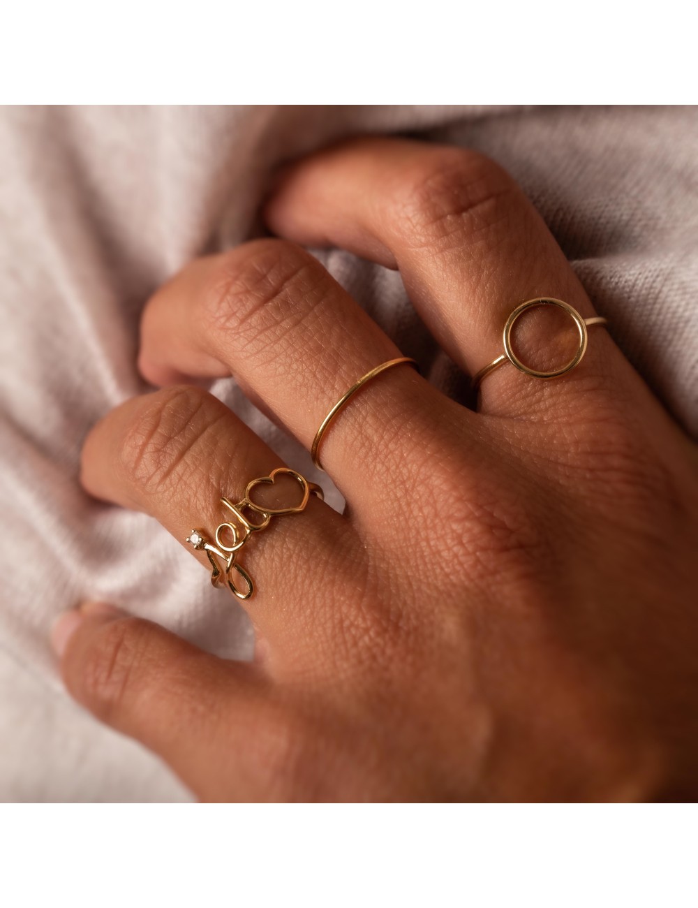 Bague rond d'or ajouré - Or Jaune 750 millièmes (18 Carats)