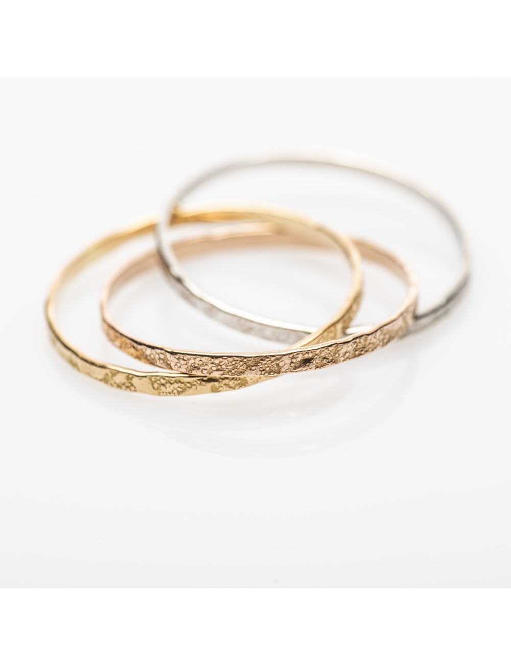 Bague trilogie grunge - Or jaune, blanc et rose 750 millièmes (18 carats)