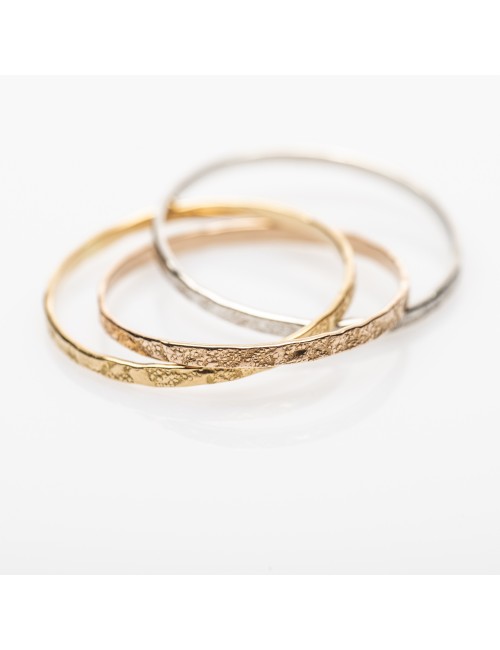 Bague trilogie grunge - Or jaune, blanc et rose 750 millièmes (18 carats)