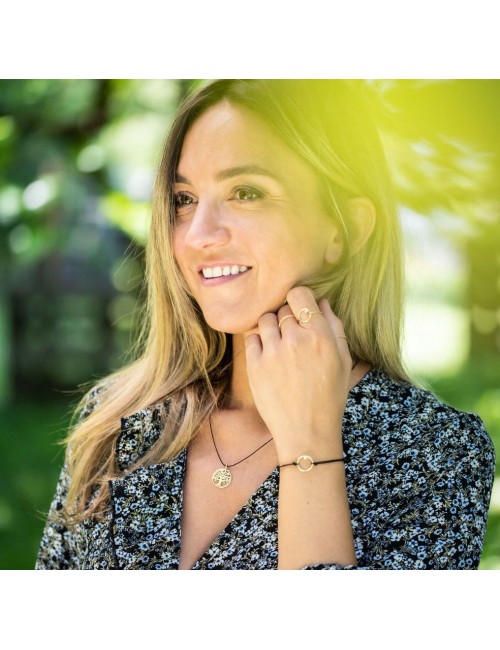 Pendentif l'arbre éternel (18mm) sertie d'un diamant 0,03 carats - Or Jaune 18 Carats