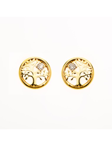Arbre de vie doré et son diamant - Or Jaune 750 millièmes (18 Carats)