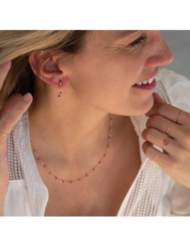 Boucles d'oreilles 2 pendants ornées de rubis - Or jaune 750 millièmes (18 carats)