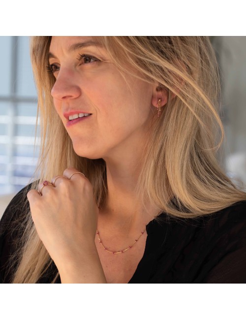 Boucles d'oreilles 6 rubis pendants - Or Jaune 750 millièmes (18 carats)