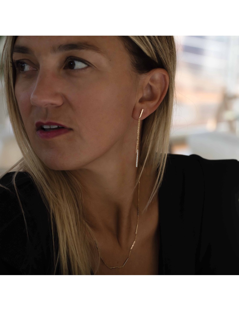 Boucles d'oreilles grunges tricolores - Or Jaune, Blanc et Rose 750 millièmes (18 carats)