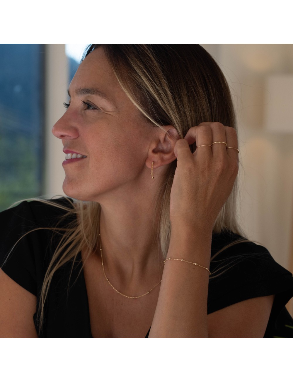 Boucles d'oreilles ornées de 2 boules en Or - Or Jaune 750 millièmes (18 carats)