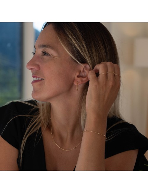 Boucles d'oreilles ornées de 2 boules en Or - Or Jaune 750 millièmes (18 carats)