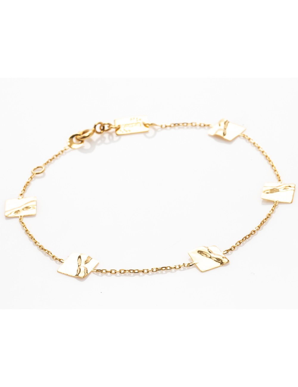 Bracelet carrés froissés d’or lumineux - Or Jaune 18 Carats