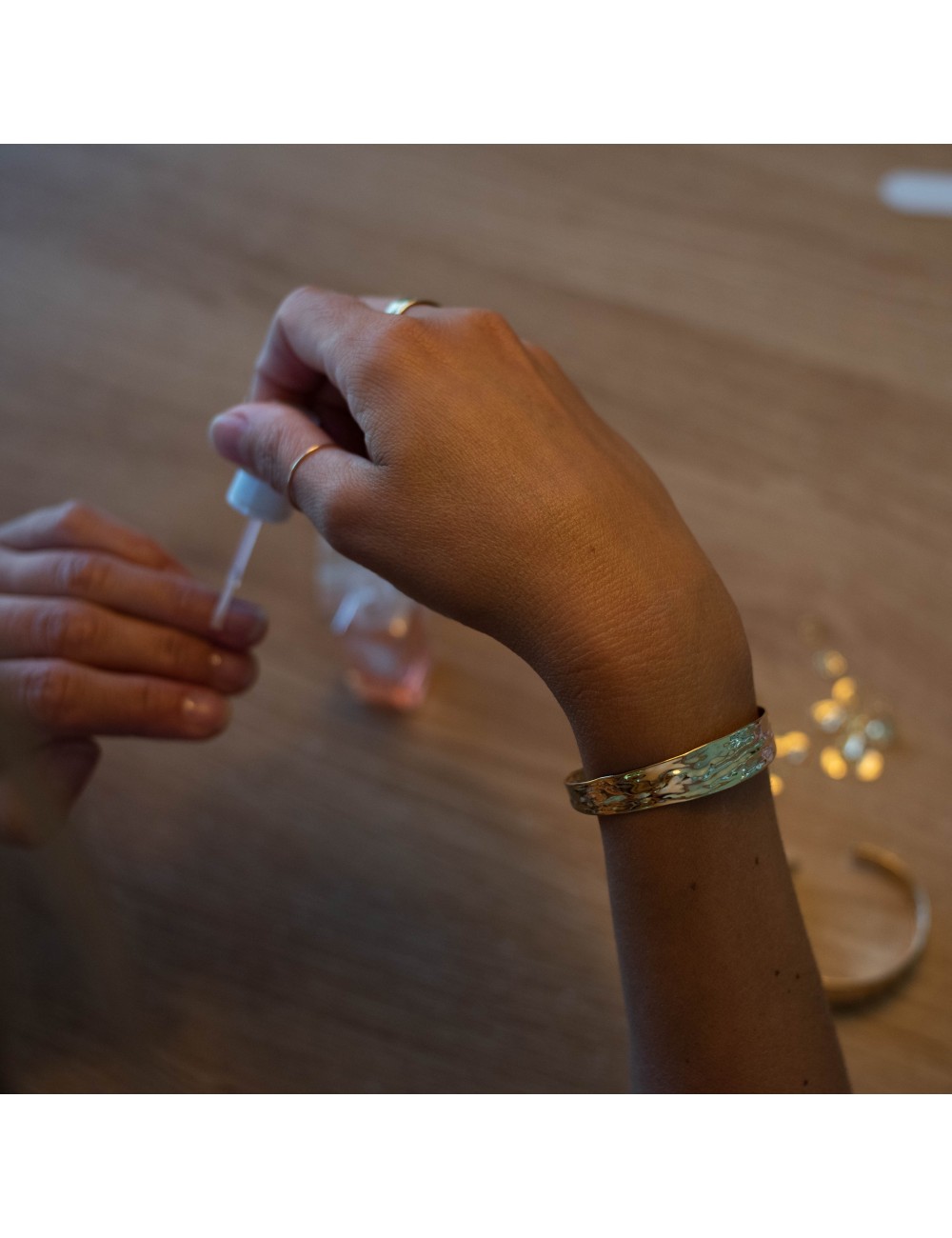 Bracelet flux solaire en jonc froissé - Or Jaune 750 millièmes (18 Carats)