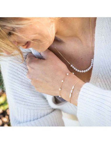 Bracelet murmure de moyennes perles d'eau douce - Or Jaune 18 Carats