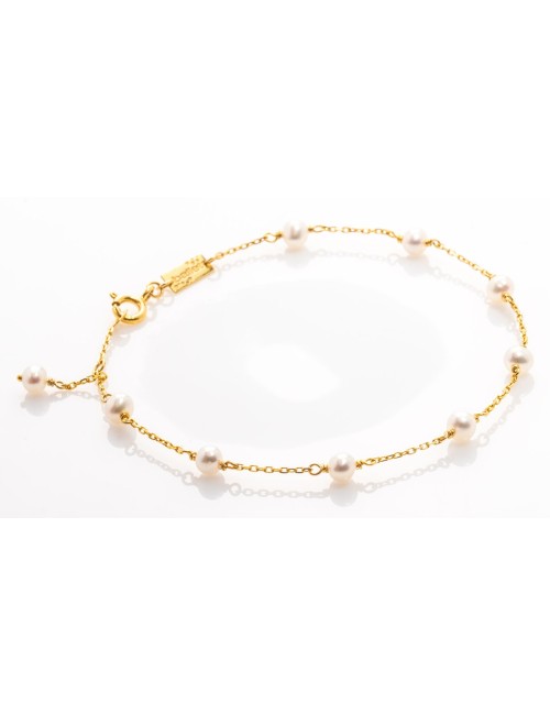 Bracelet murmure de moyennes perles d'eau douce - Or Jaune 18 Carats