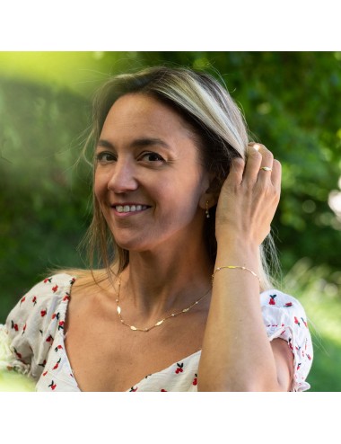 Bracelet petites plumes d'or et perles d'eau douce - Or Jaune 18 Carats