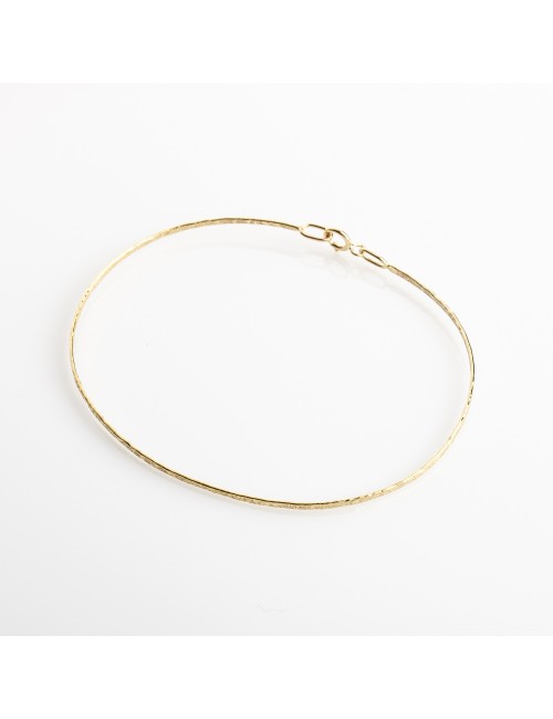 Bracelet ovale grunge rigide - Or Jaune 18 carats