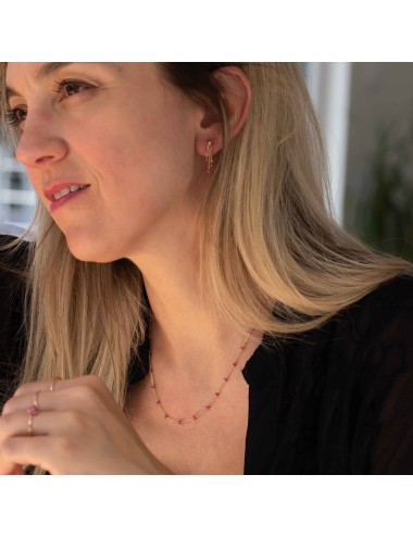Collier en Or Rose 18 carats orné de 16 rubis