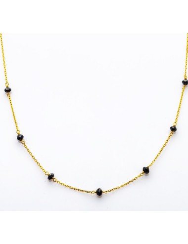 Collier en Or Jaune 18 carats orné de 8 diamants noirs