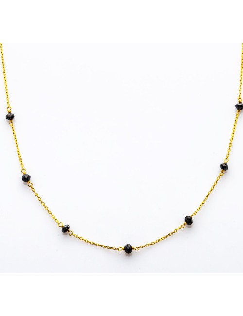 Collier en Or Jaune 18 carats orné de 8 diamants noirs