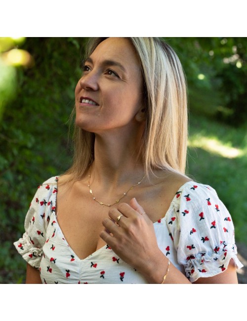 Collier plumes d'or et perles d'eau douce - Or Jaune 18 Carats