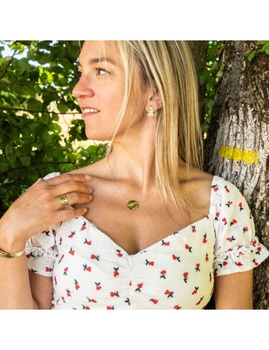 Collier l'unique grand rond froissé - Or Jaune 18 Carats