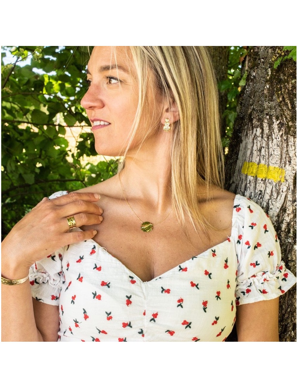 Collier l'unique grand rond froissé - Or Jaune 18 Carats