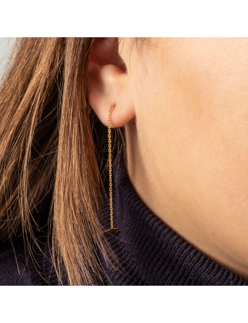 Boucles d'oreilles rond froissé & chaîne glissante - Or Jaune ou Or Blanc 375 millièmes (9 Carats)