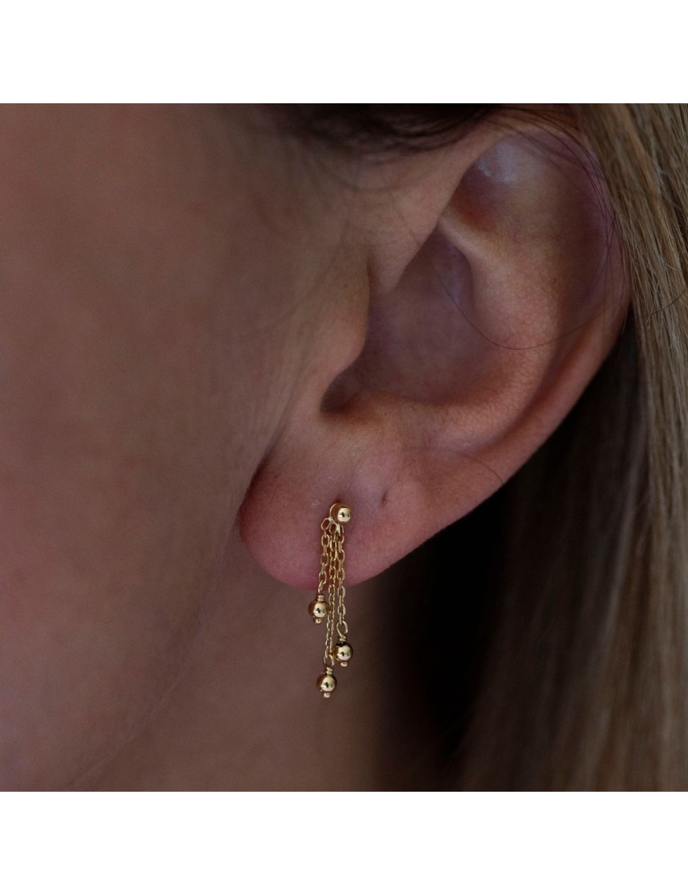 Boucles d'oreilles trio de boules d'Or dégradées - Or jaune 750 millièmes (18 carats)