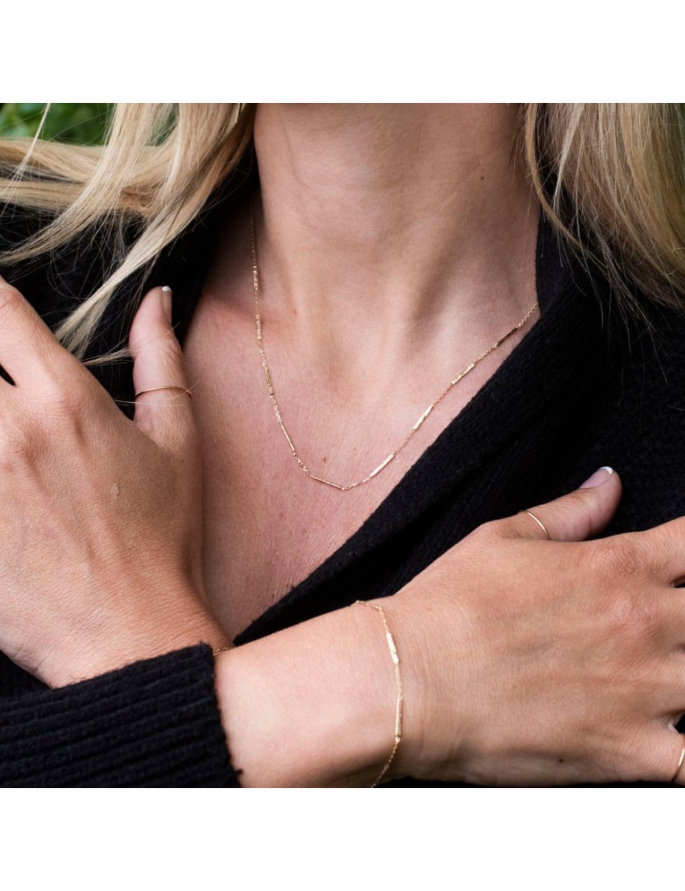 Collier en Or Tricolore 18 carats composé de 9 fils grunges