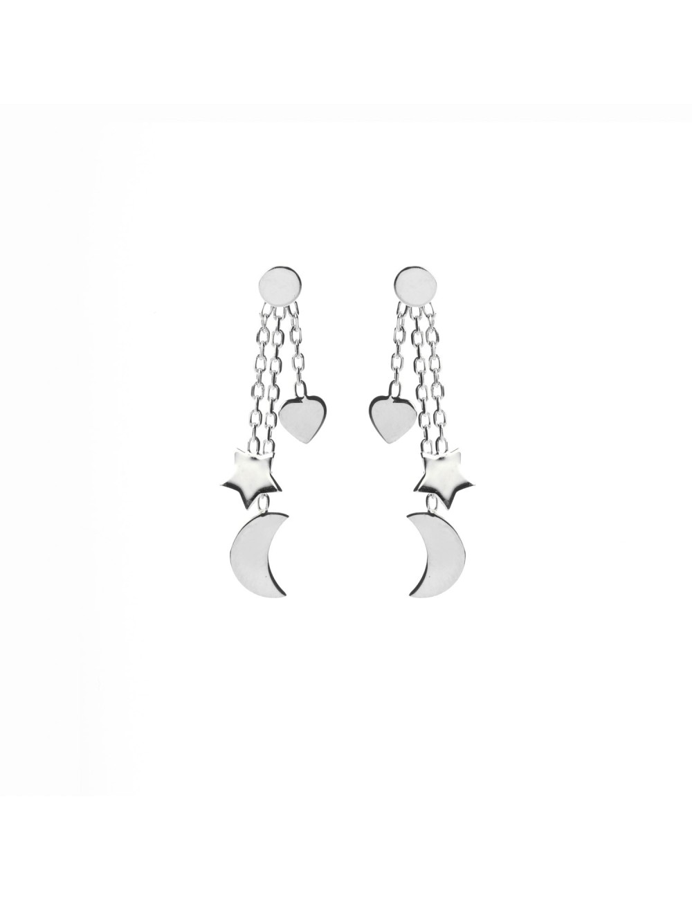 Boucles d'oreilles trio d'Or suspendus - Or Jaune ou Or Blanc 375 millièmes (9 Carats)