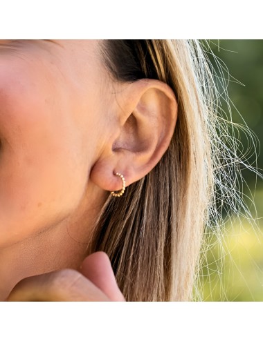 Boucles d’oreilles créoles en or perlé - Or Jaune 750 millièmes (18 Carats)