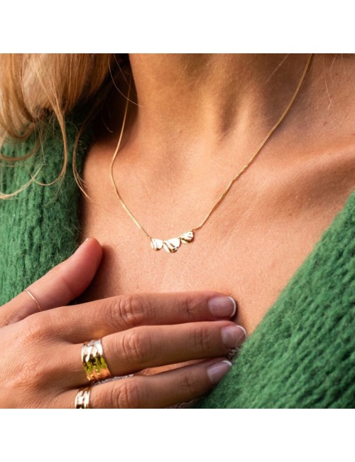 Collier trio de reflets froissés - Or Jaune ou Or Blanc 375 millièmes (9 Carats)