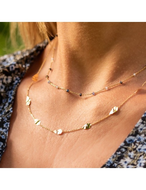 Collier gouttes d’Or froissé - Or Jaune ou Or Blanc 375 millièmes (9 Carats)